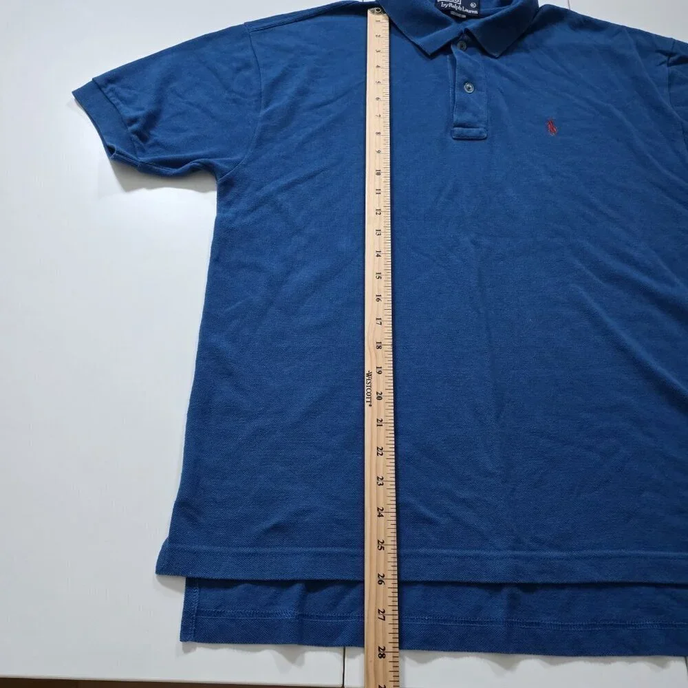 Ralph Lauren Polo T Shirt Mens XL Blue SS Buttons Preppy Cotton Casual Pony Boho